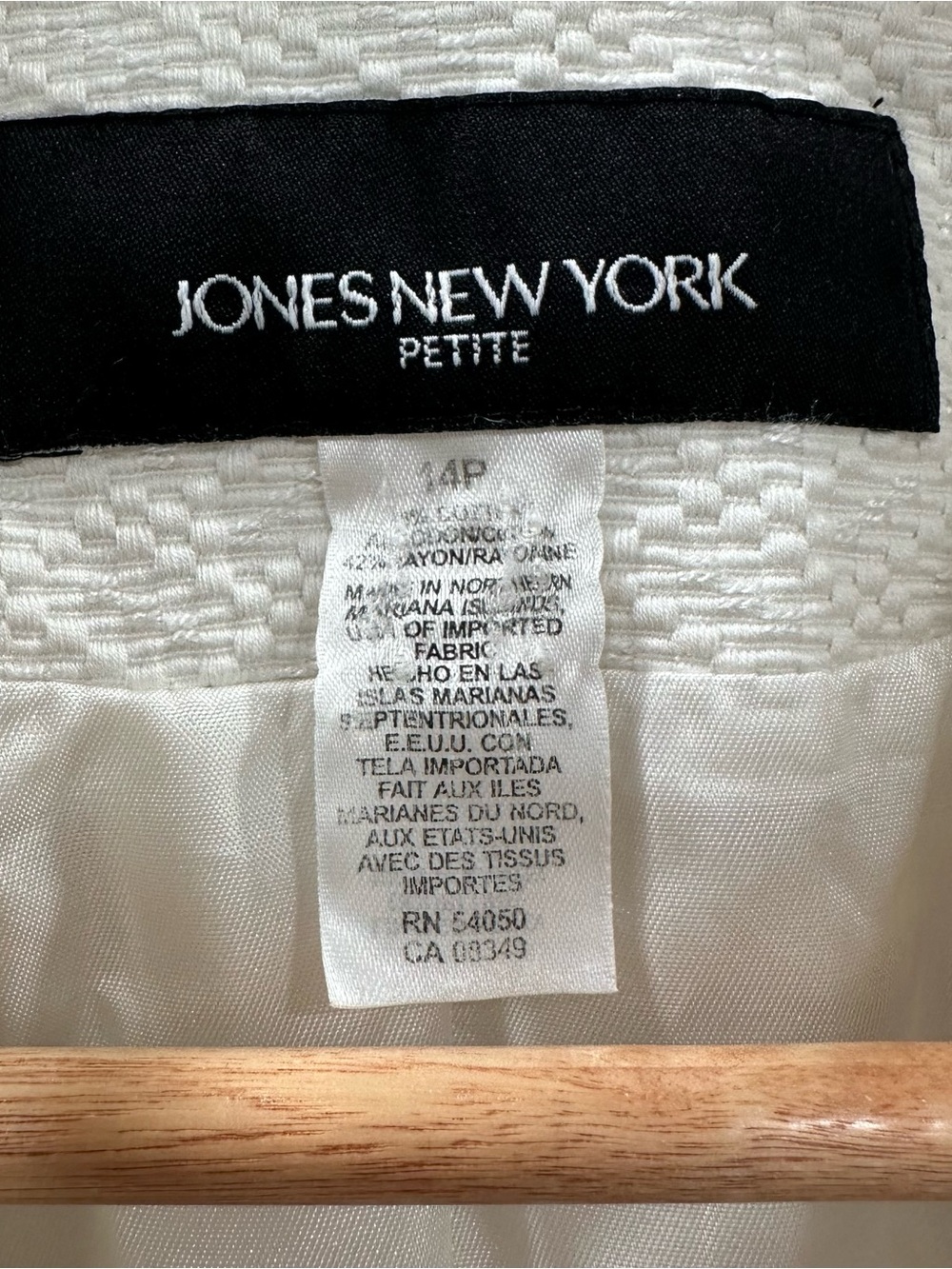 Vintage Jones New York Ivory White Textured Blazer Jacket 14P Career Classic - Picture 5 of 9